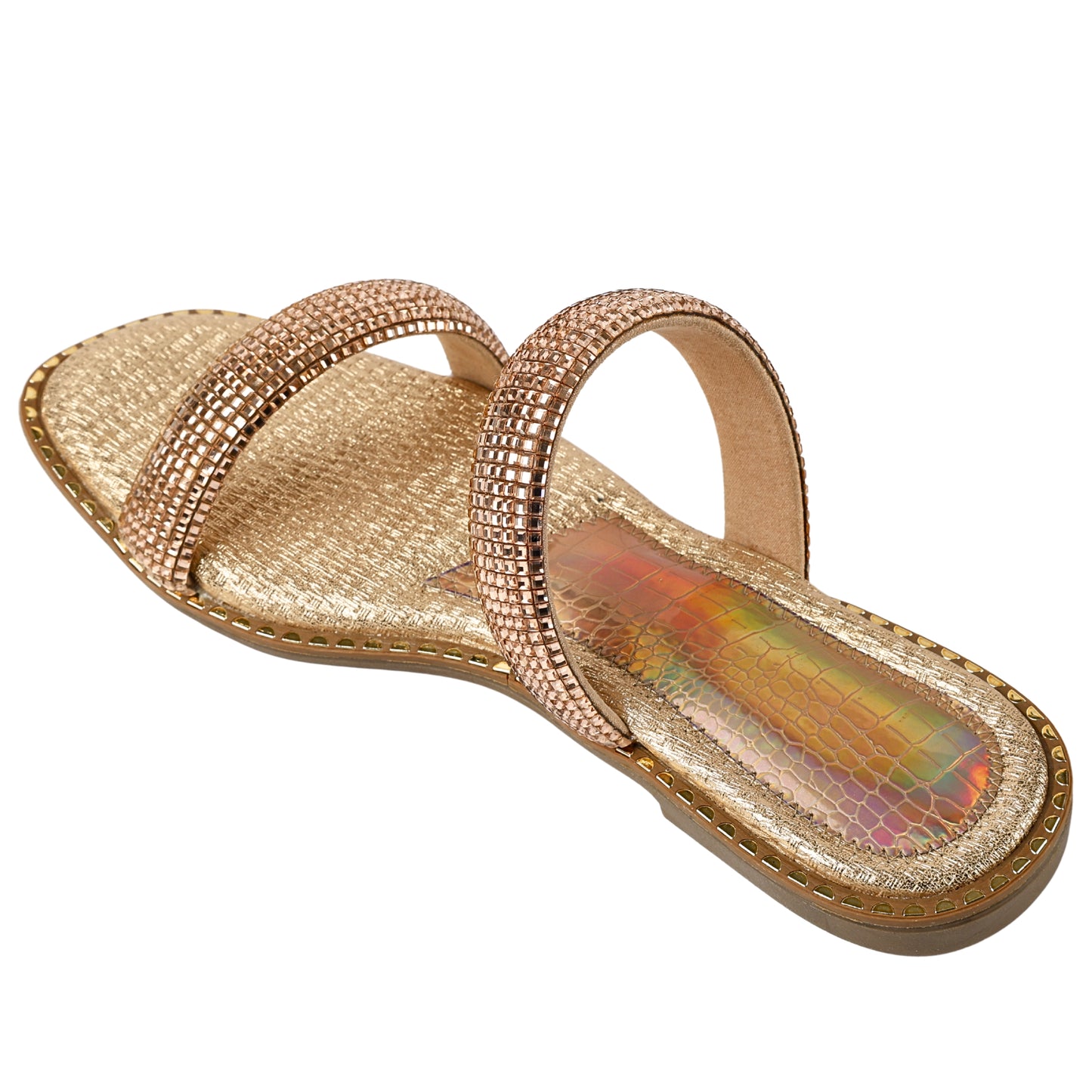 Crystalline Rosegold Flats