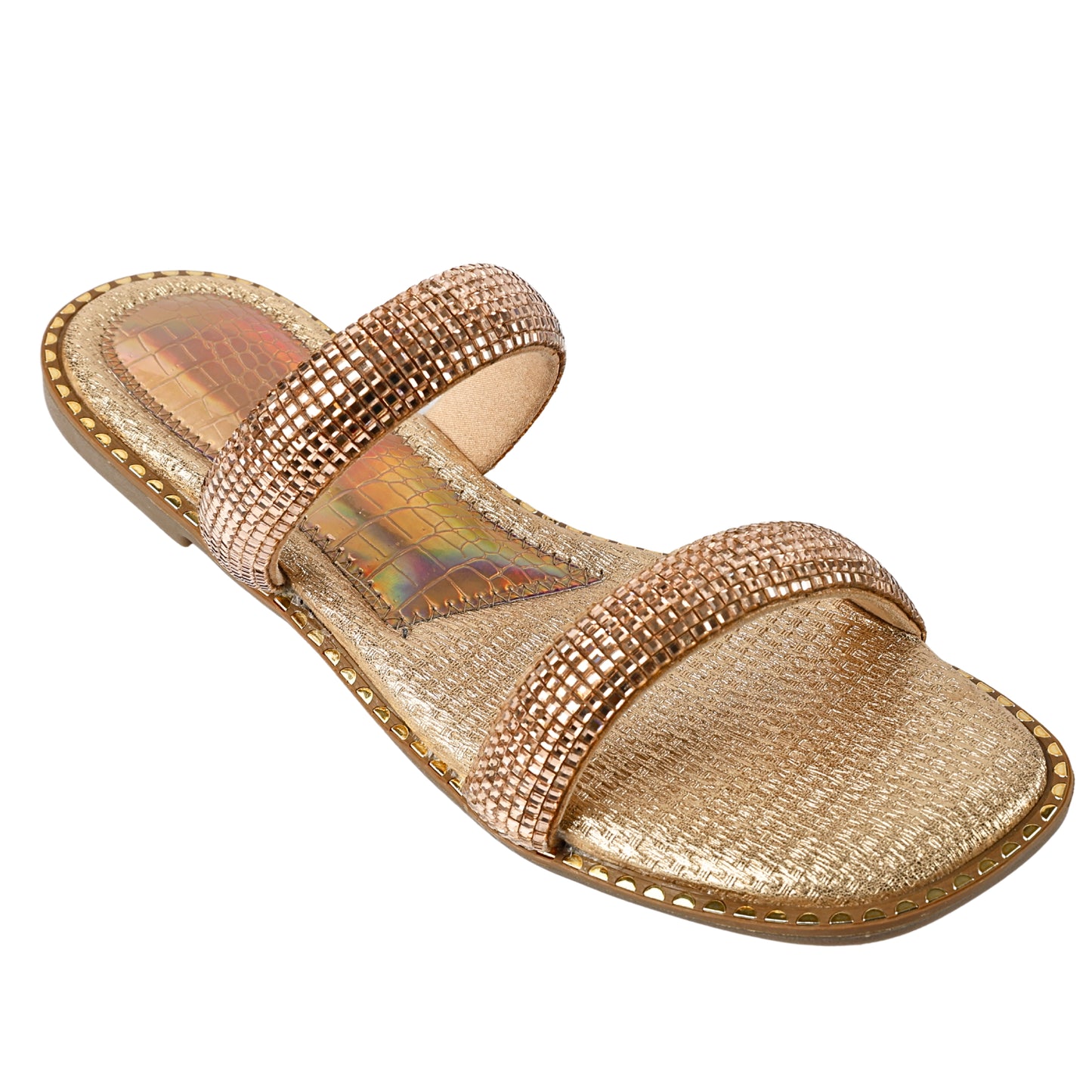 Crystalline Rosegold Flats