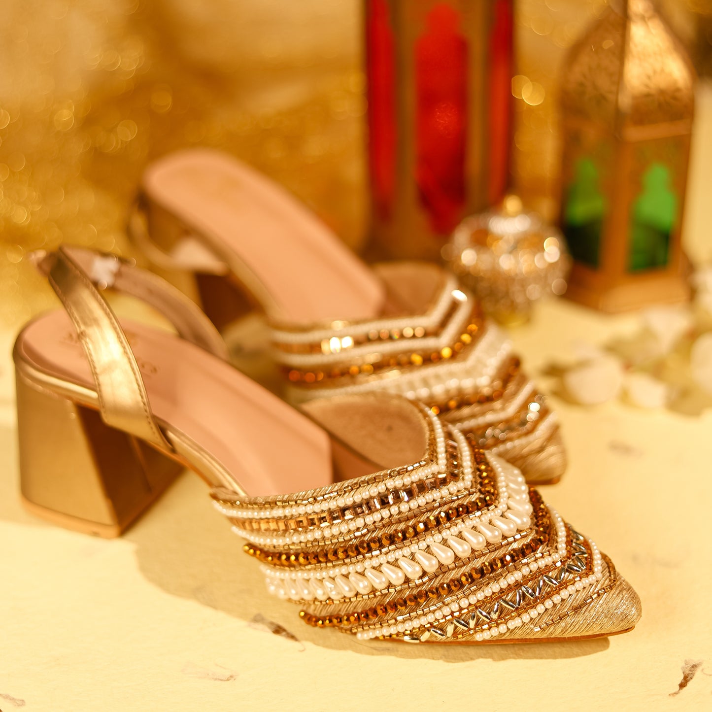 Sultana Gold Closed Toe Heels