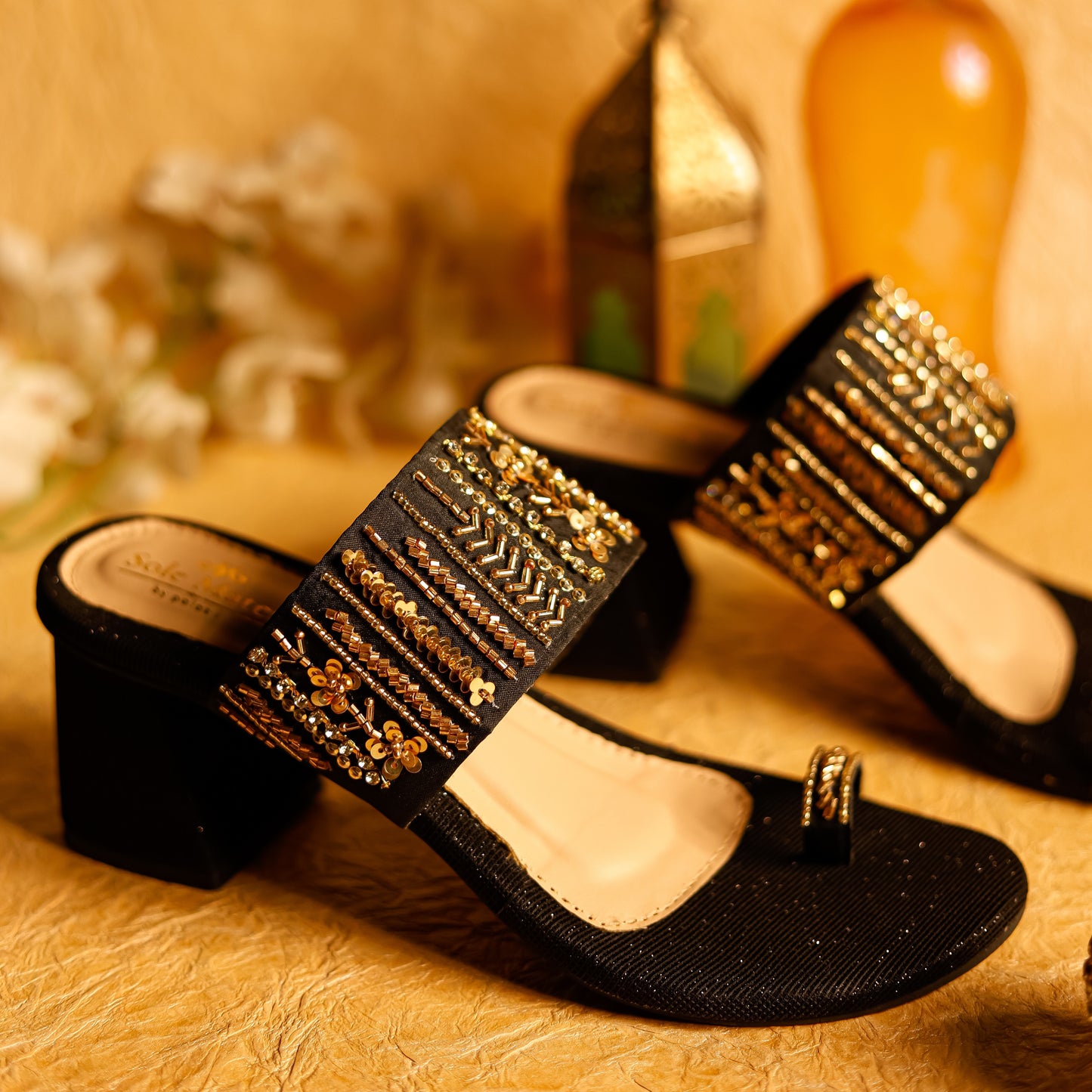Mirza Black Kohlapuri Heels