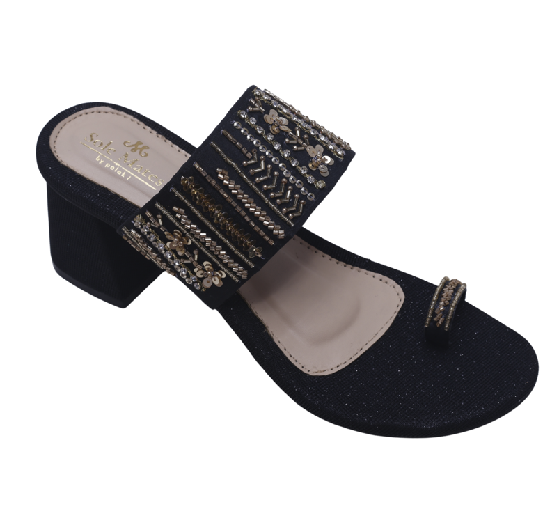 Mirza Black Kohlapuri Heels