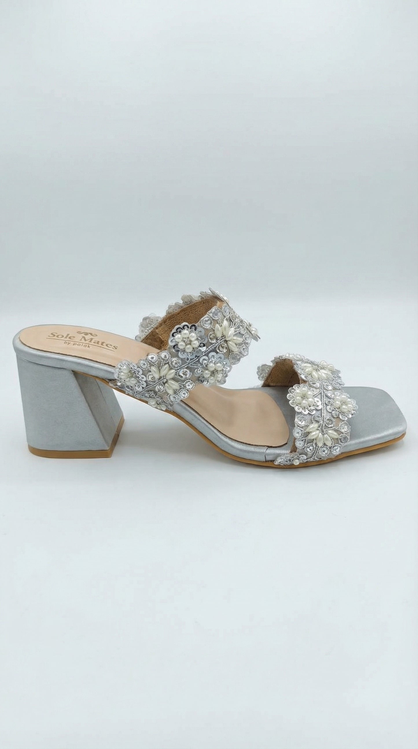 Aria Silver Block heels