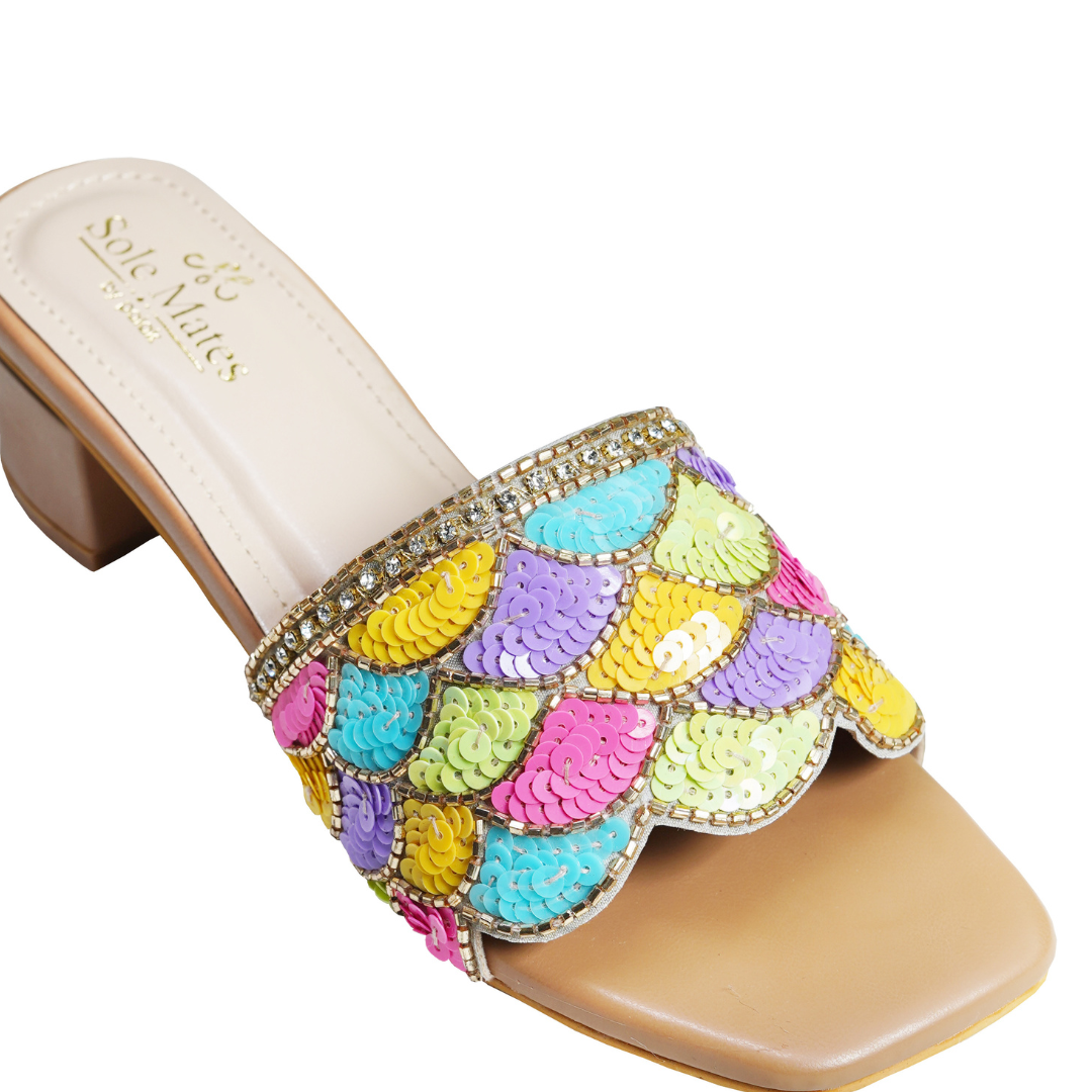 Rainbow Hand Crafted Slider Heels