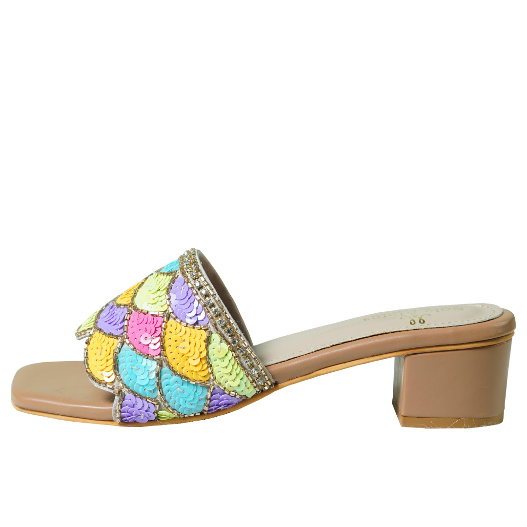 Rainbow Hand Crafted Slider Heels