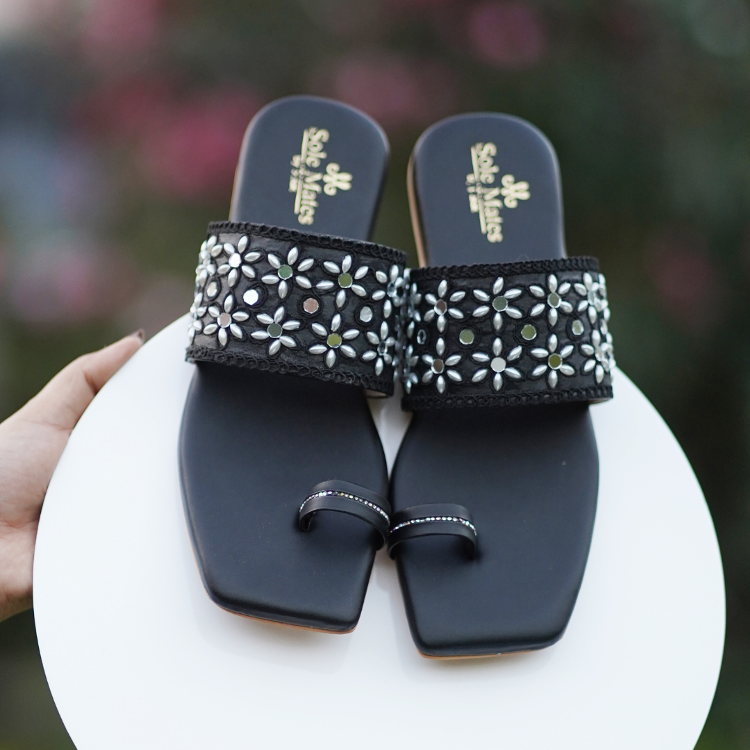 Mirror Black Kohla Flats