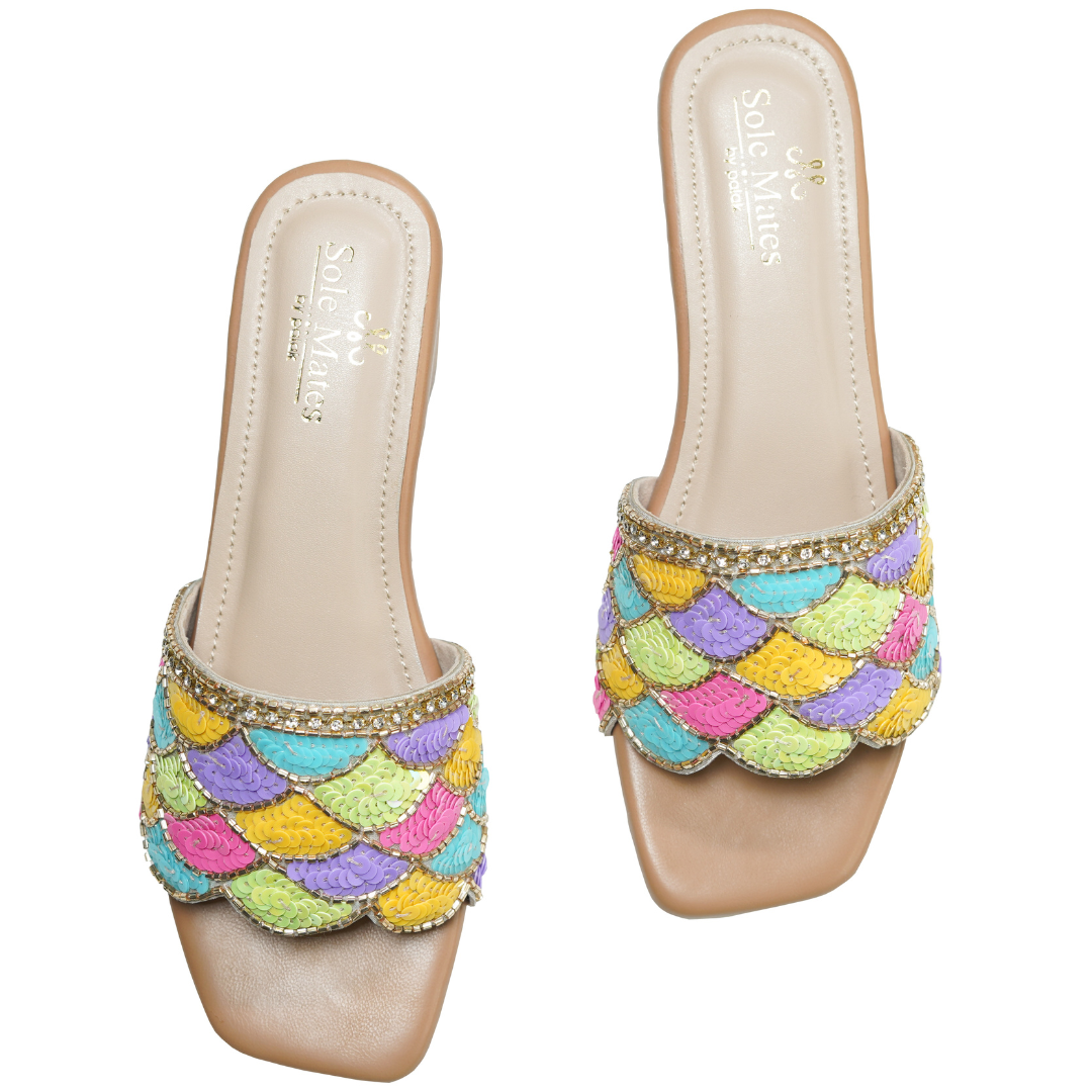 Rainbow Hand Crafted Slider Heels