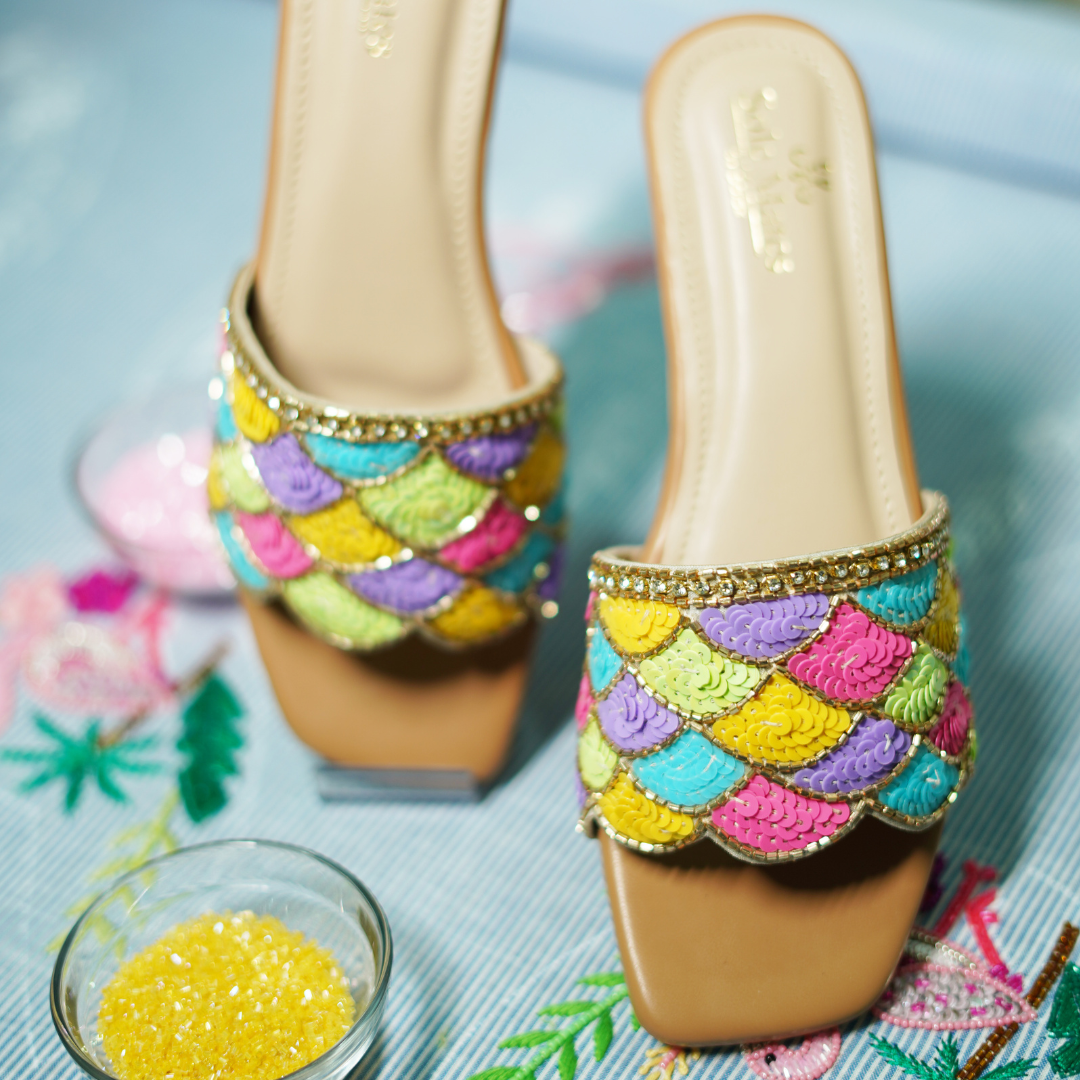 Rainbow Hand Crafted Slider Heels