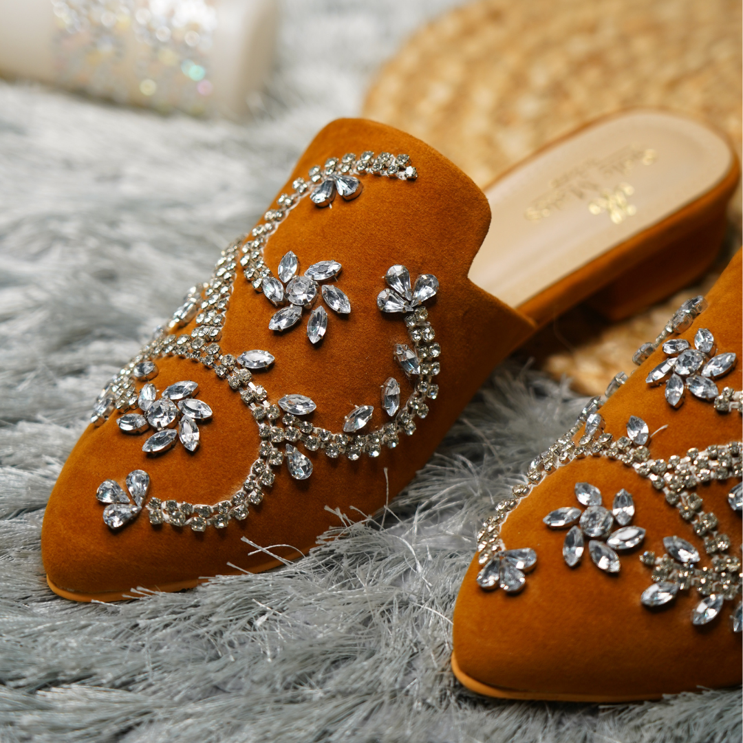 Crystalline Tan Mules