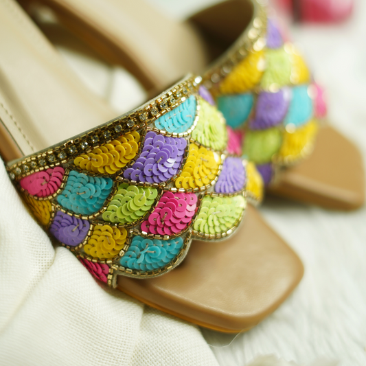 Rainbow Hand Crafted Slider Heels