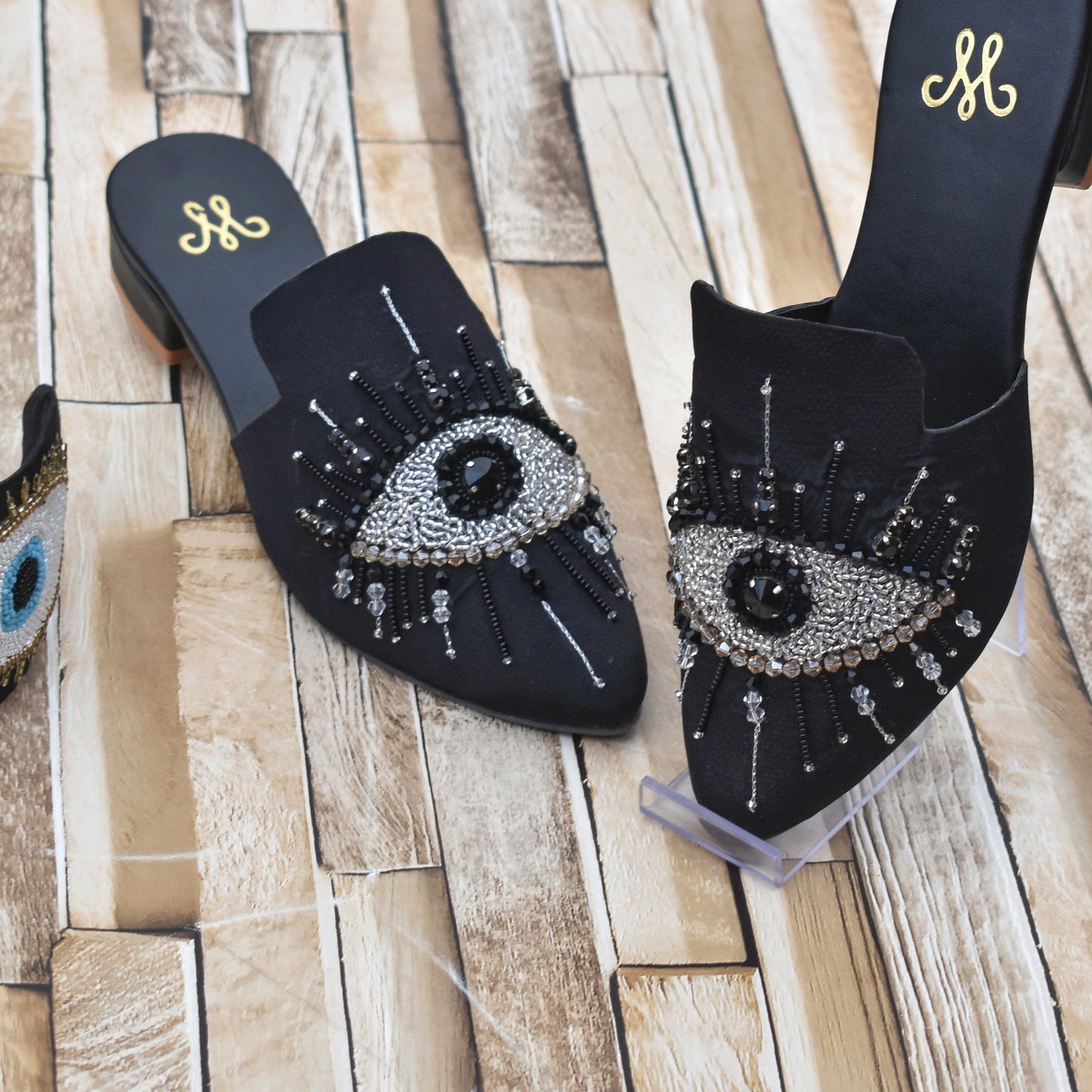 BLACK EVIL EYE Mules