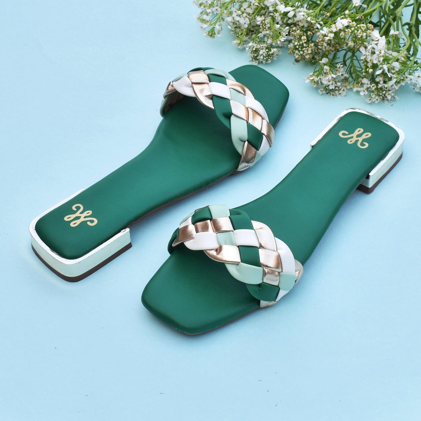 Knotted Green Slider Heel