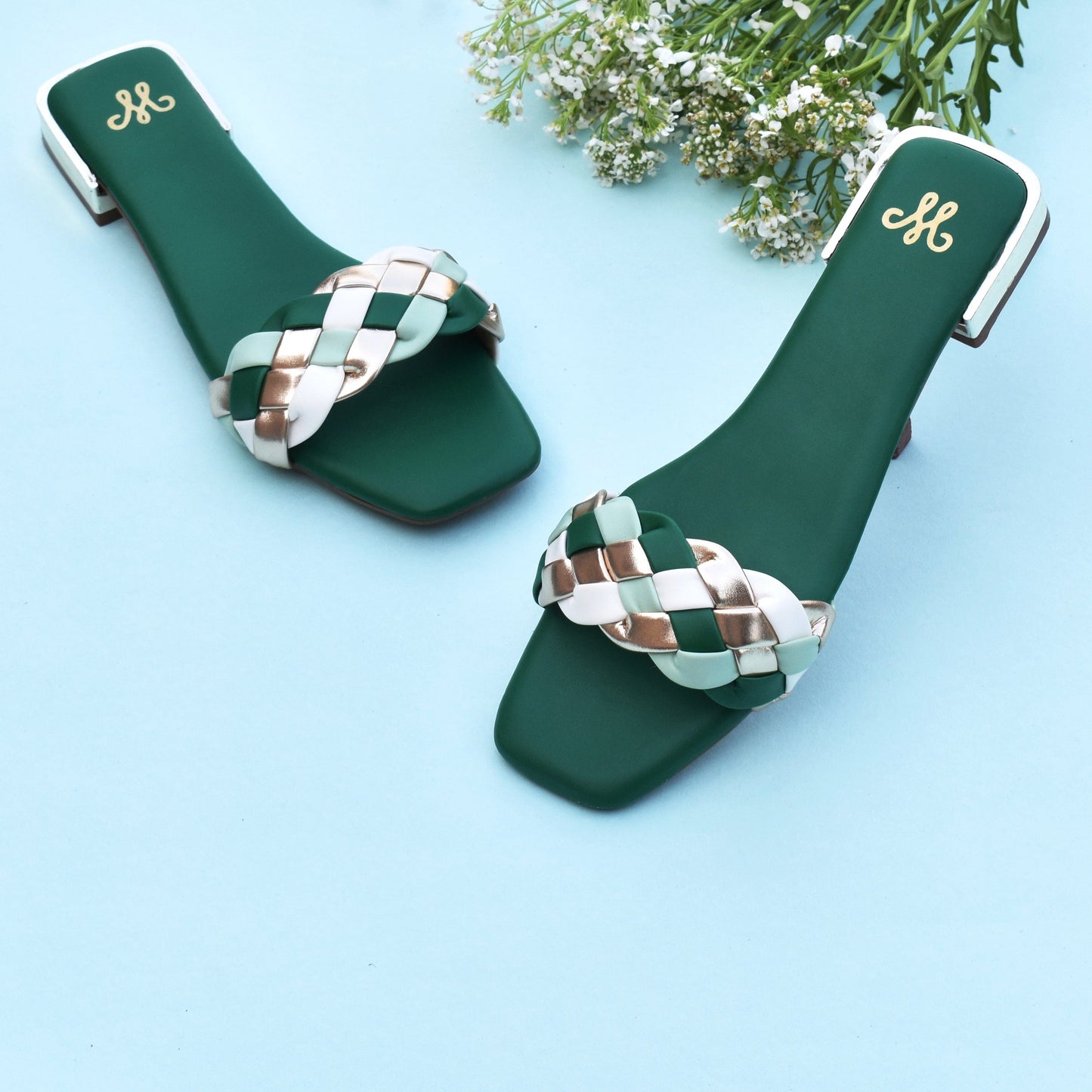 Knotted Green Slider Heel